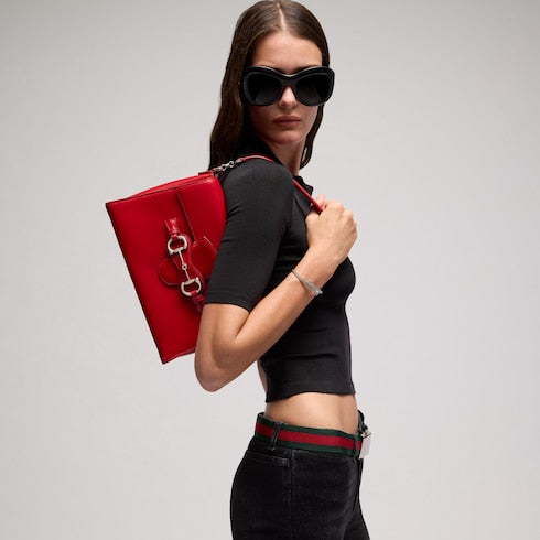 Horsebit Duomo medium top handle bag - red leather