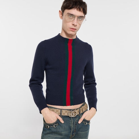 Flat Marmont belt - sand GG canvas