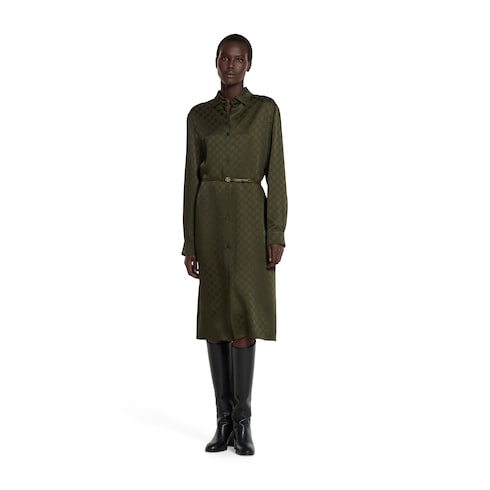 GG satin shirt dress - forest green