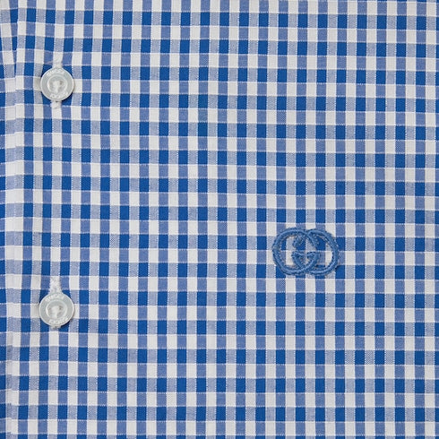 Baby gingham cotton shirt - light blue and white