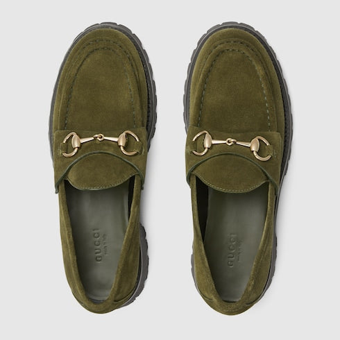 Women's loafer with Horsebit - dark green suede