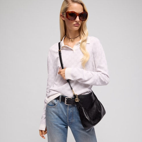 Lady Lunetta Chain medium shoulder bag - black GG leather