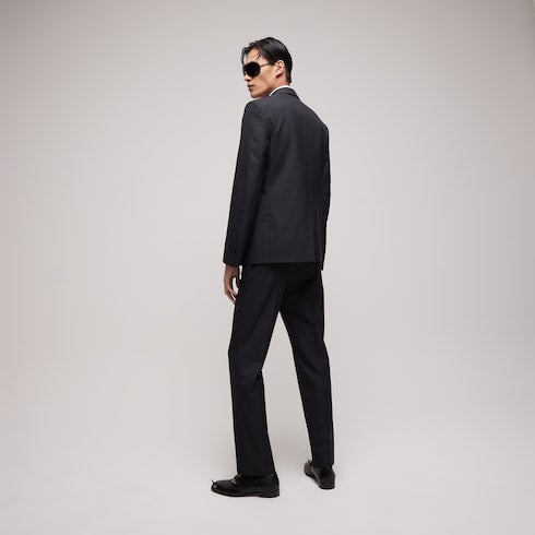 Wool pants with Gucci fil coupé - dark grey