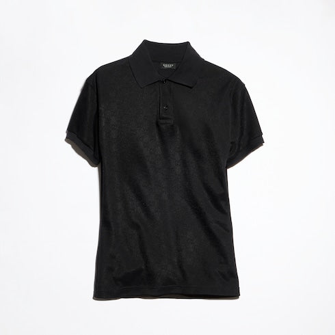 GG technical jersey jacquard polo shirt - black