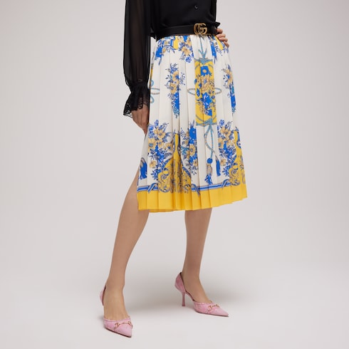 Printed silk midi skirt - multicolor