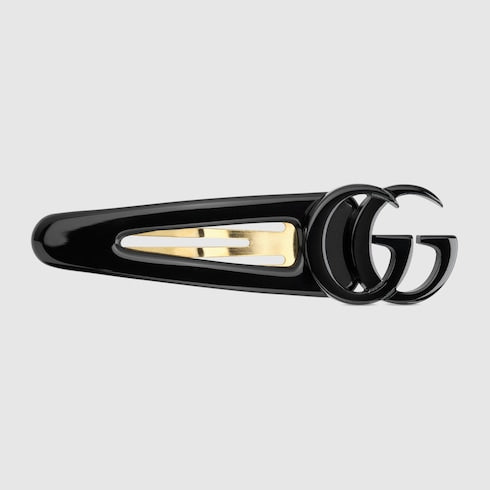 Hair clip with Double G - black resin