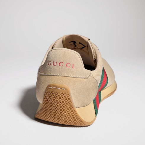 Women's Gucci Tempo sneaker - sand mesh and suede
