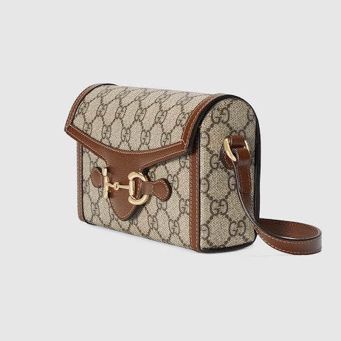 Gucci Horsebit 1955 mini bag - beige and dark brown GG Supreme