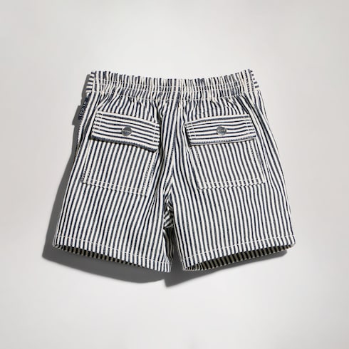 Baby striped denim shorts - white and blue