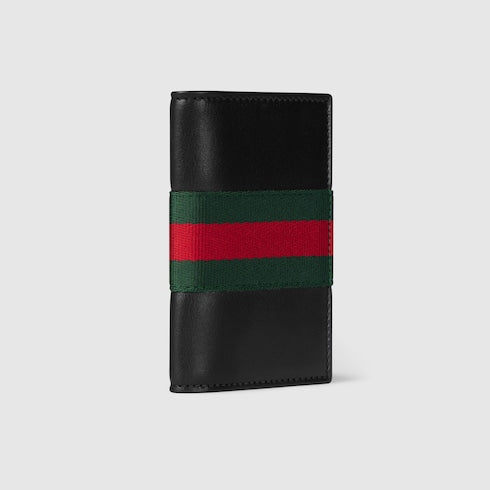 Web Trademark card case - black leather