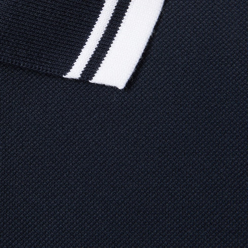 Cotton polo shirt with embroidery - navy