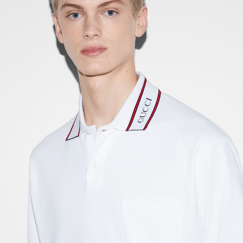 Cotton piquet polo shirt - white