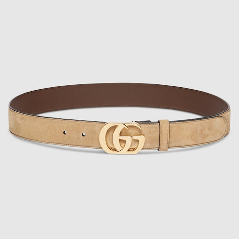 Cut GG Marmont belt - sand soft suede