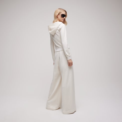 Cotton silk jersey zip sweatshirt - white
