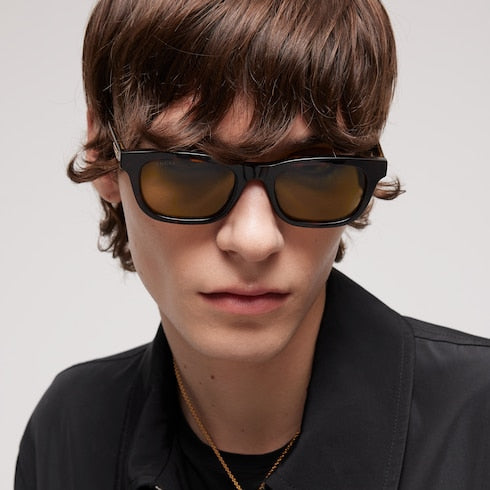 Rectangular-frame sunglasses - brown tortoiseshell