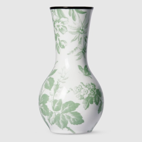 Herbarium print vase - white and green porcelain