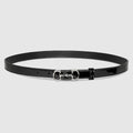 Thin belt with Horsebit buckle - black patent leather