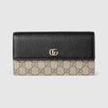 Bi-color GG Marmont continental wallet - beige and black leather