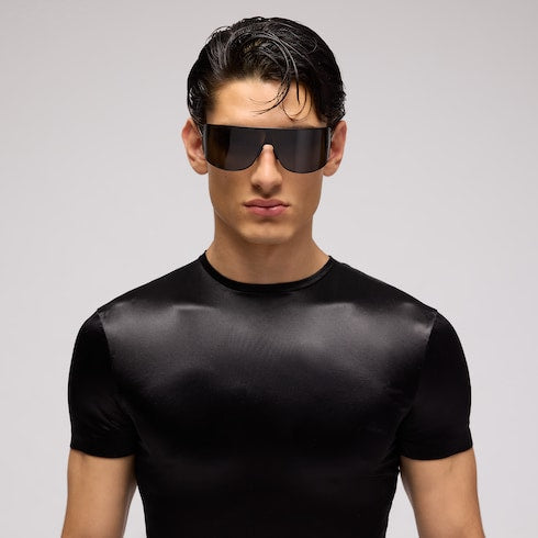 Stretch satin jersey T-shirt - black