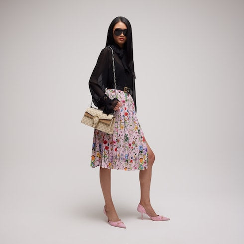 Printed silk midi skirt - multicolor
