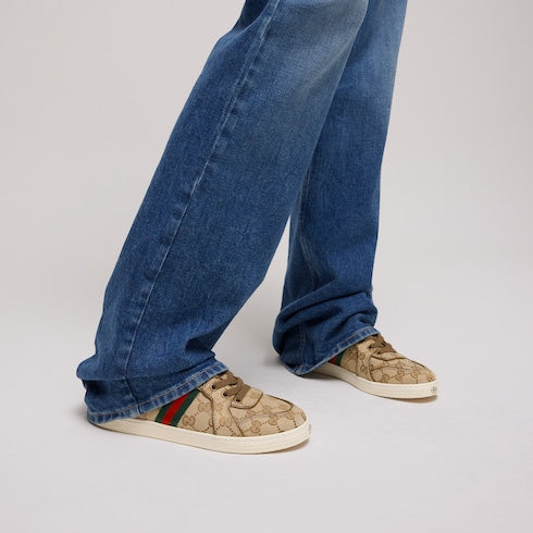 Women's Stretch low-top sneaker - sand and brown GG canvas