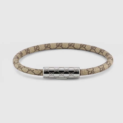 Bracelet with GG detail - beige and brown GG Supreme