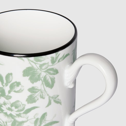 Herbarium print mug - white and green porcelain