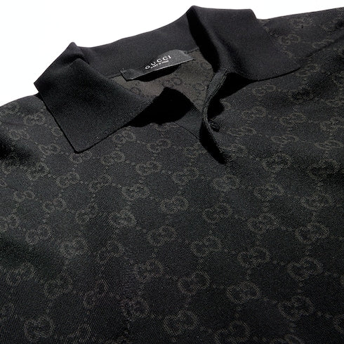 Viscose GG jacquard polo shirt - black