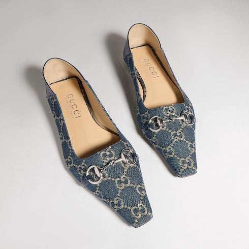Women's Vittoria ballerina - dark blue GG denim