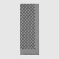 Dark Grey / Black Wool Double Jacquard GG Scarf - Dark Grey / Black Wool