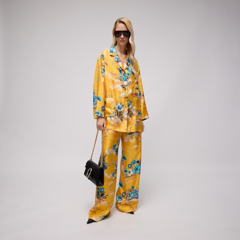 Printed silk twill shirt - multicolor