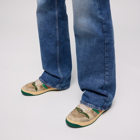 Butter Leather Women's Green Heel Screener Sneaker - Butter Leather