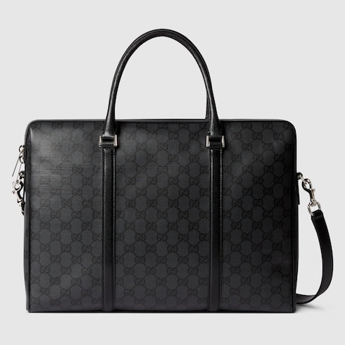 Gucci Essence Classic medium briefcase - black GG canvas