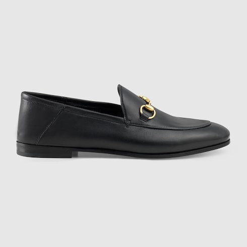 Black Leather Foldable Slim Horsebit Loafer