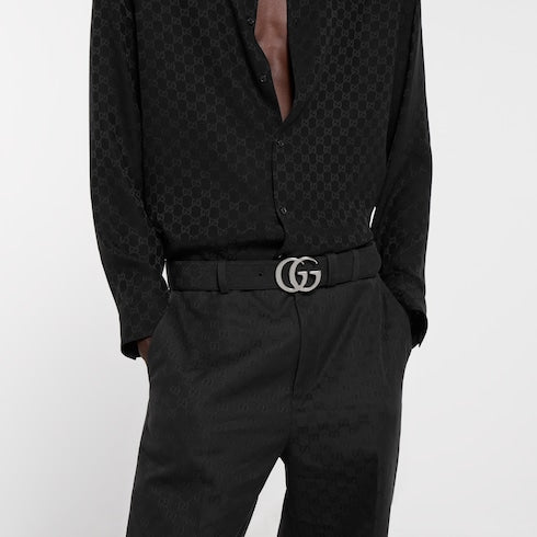 Flat Marmont belt - black GG canvas