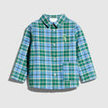 Baby tartan shirt with embroidery - blue and green