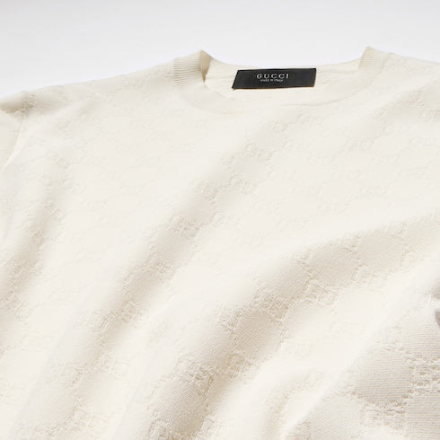 Technical GG fabric jacquard T-shirt - ivory