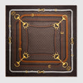 Printed GG silk twill jacquard carré - dark brown