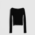 Soft rib wool cashmere top with tag - black
