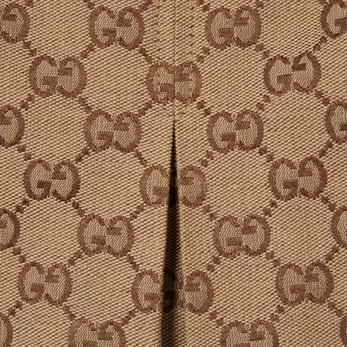 Children's GG canvas skirt - camel and dark brown