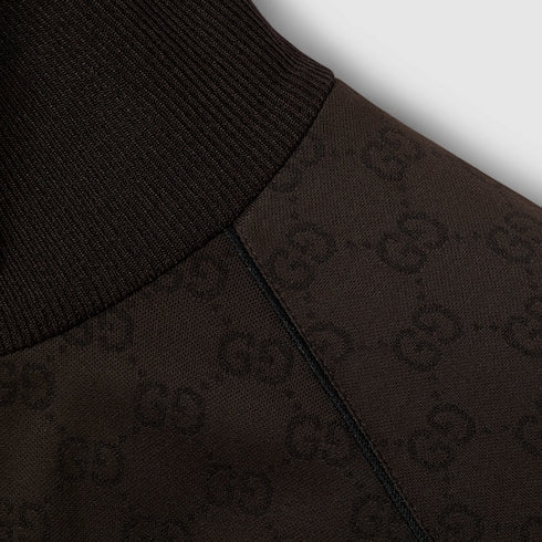 GG jersey jacquard zip jacket - dark brown