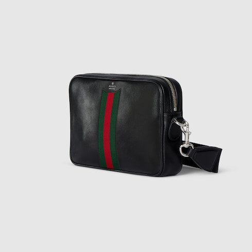 Web Trademark small crossbody bag - black leather
