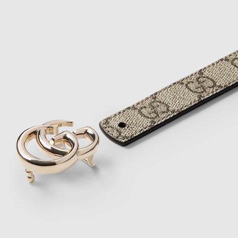 Reversible GG Marmont thin belt - beige GG Supreme and black leather