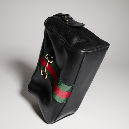Gucci Horsebit Web small camera bag - black leather