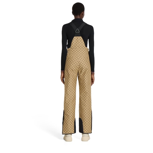 GG technical fabric jacquard pants - beige and dark brown