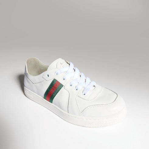 Children's Stretch low top sneaker - white leather
