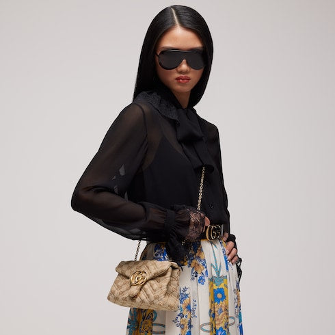 GG Marmont mini shoulder bag - sand and brown GG canvas