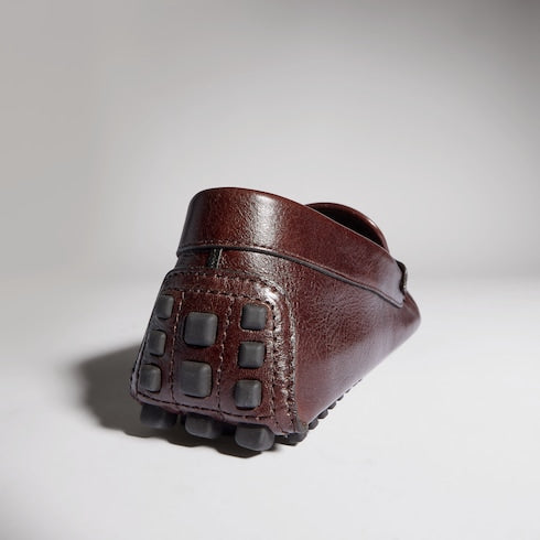 Men's driver with Gucci crest - dark brown leather