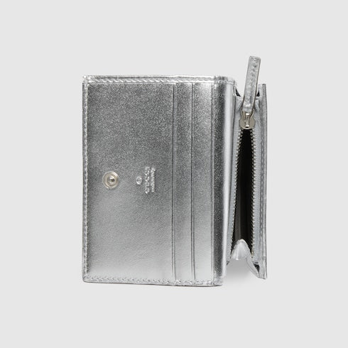 GG Marmont python small wallet - metallic silver