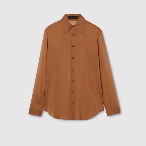 Silk stretch chiffon shirt - light brown